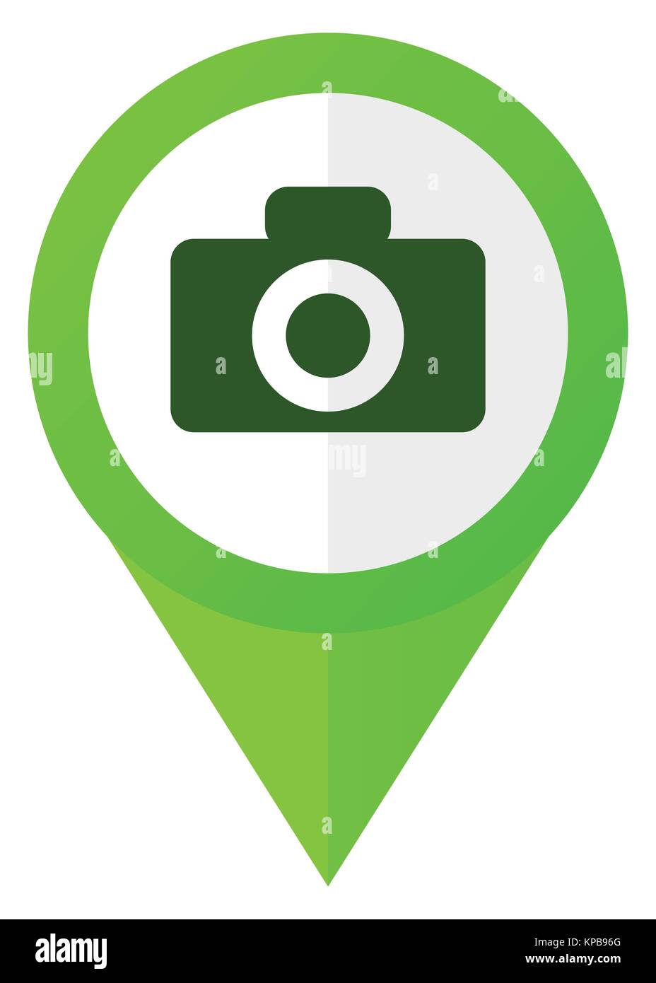 Camera green flat design pointer vector icon isolated on white