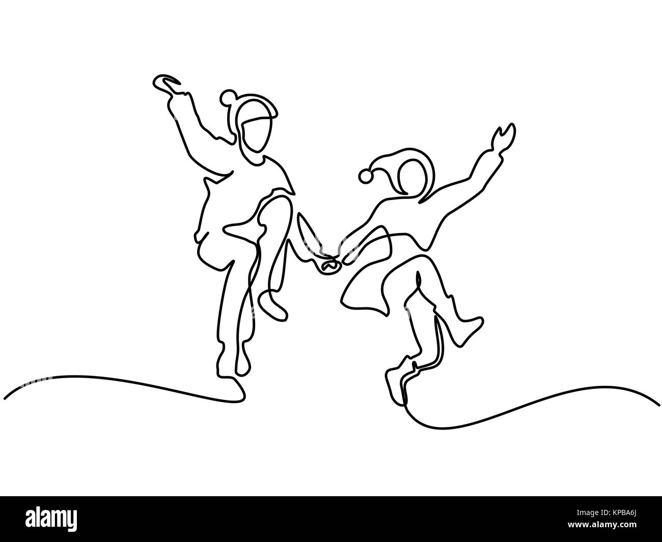 Happy jumping couple with guitar Stock Vector
