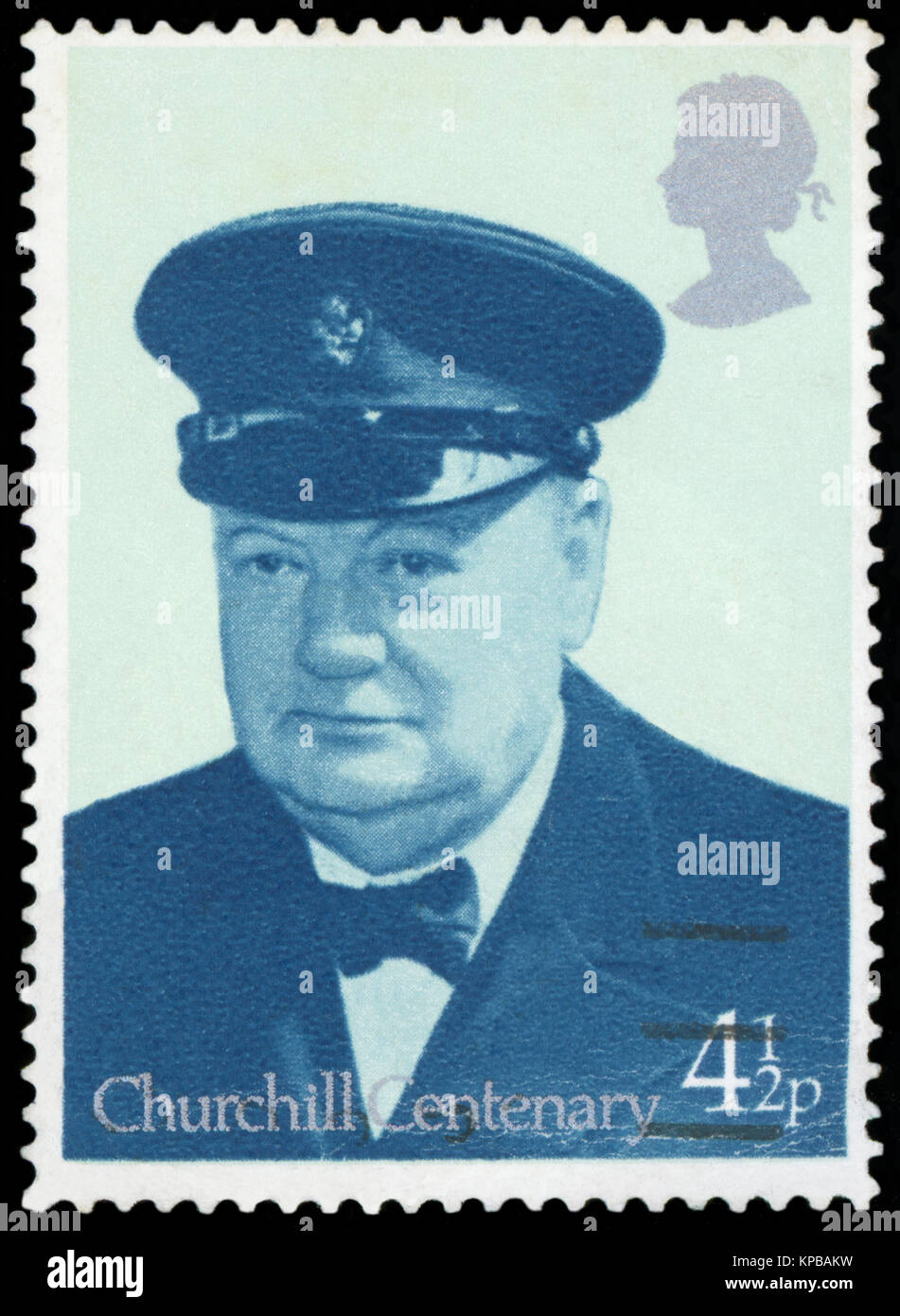 UNITED KINGDOM - CIRCA 1974: British Used Postage Stamp showing Sir Winston Churchill, circa 1974 Stock Photo