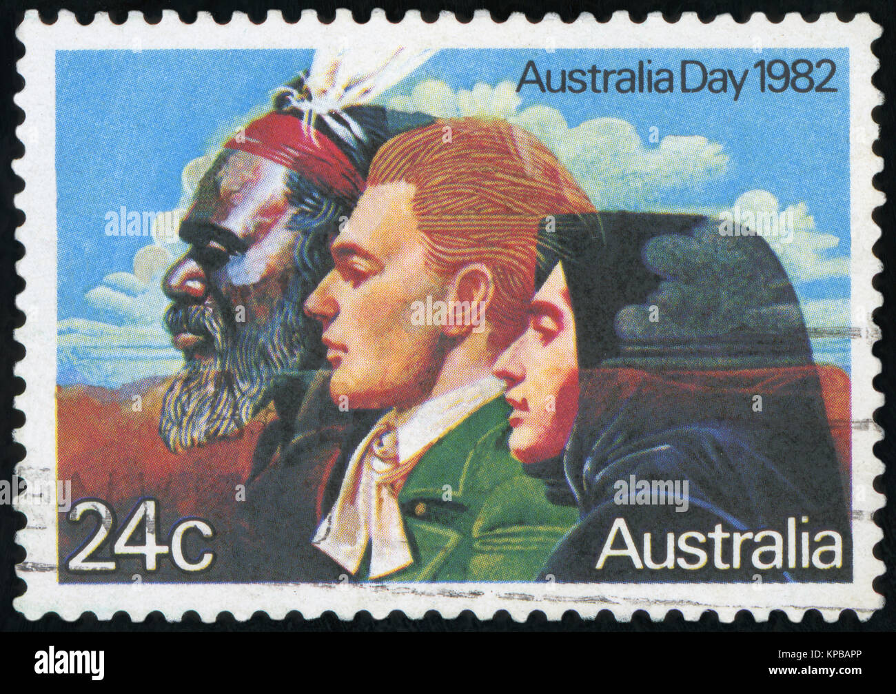 AUSTRALIA - CIRCA 1982:A Cancelled postage stamp from Australia illustrating Australia Day, issued in 1982. Stock Photo