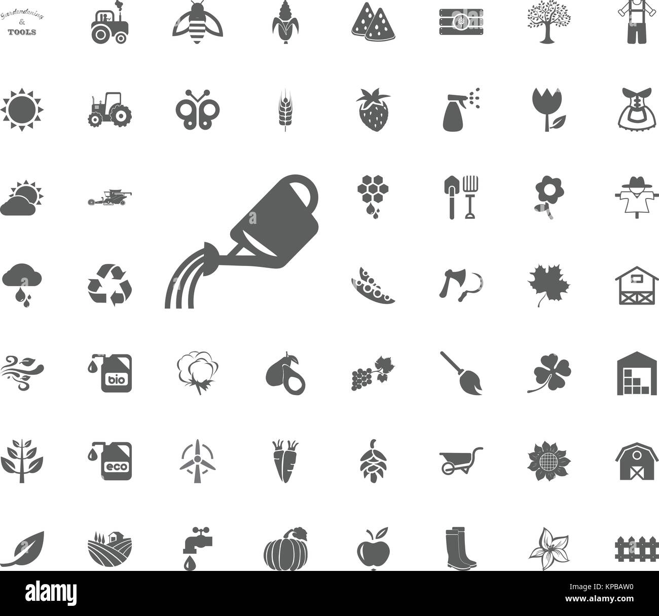 Watering can icon. Gardening and tools vector icons set Stock Vector ...