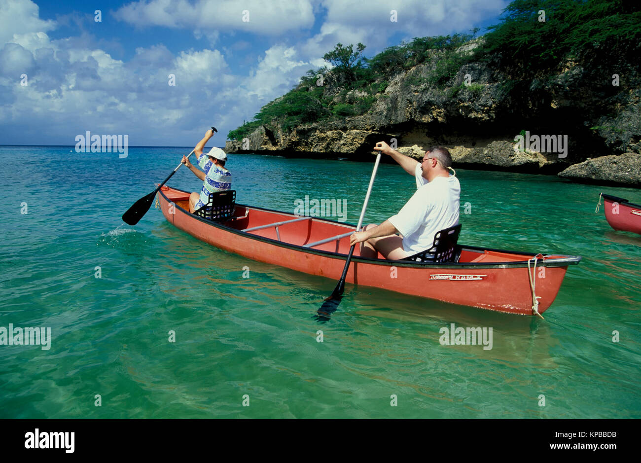 Canoe-Tour along the coast, Curacao, Netherlands Antilles Stock Photo