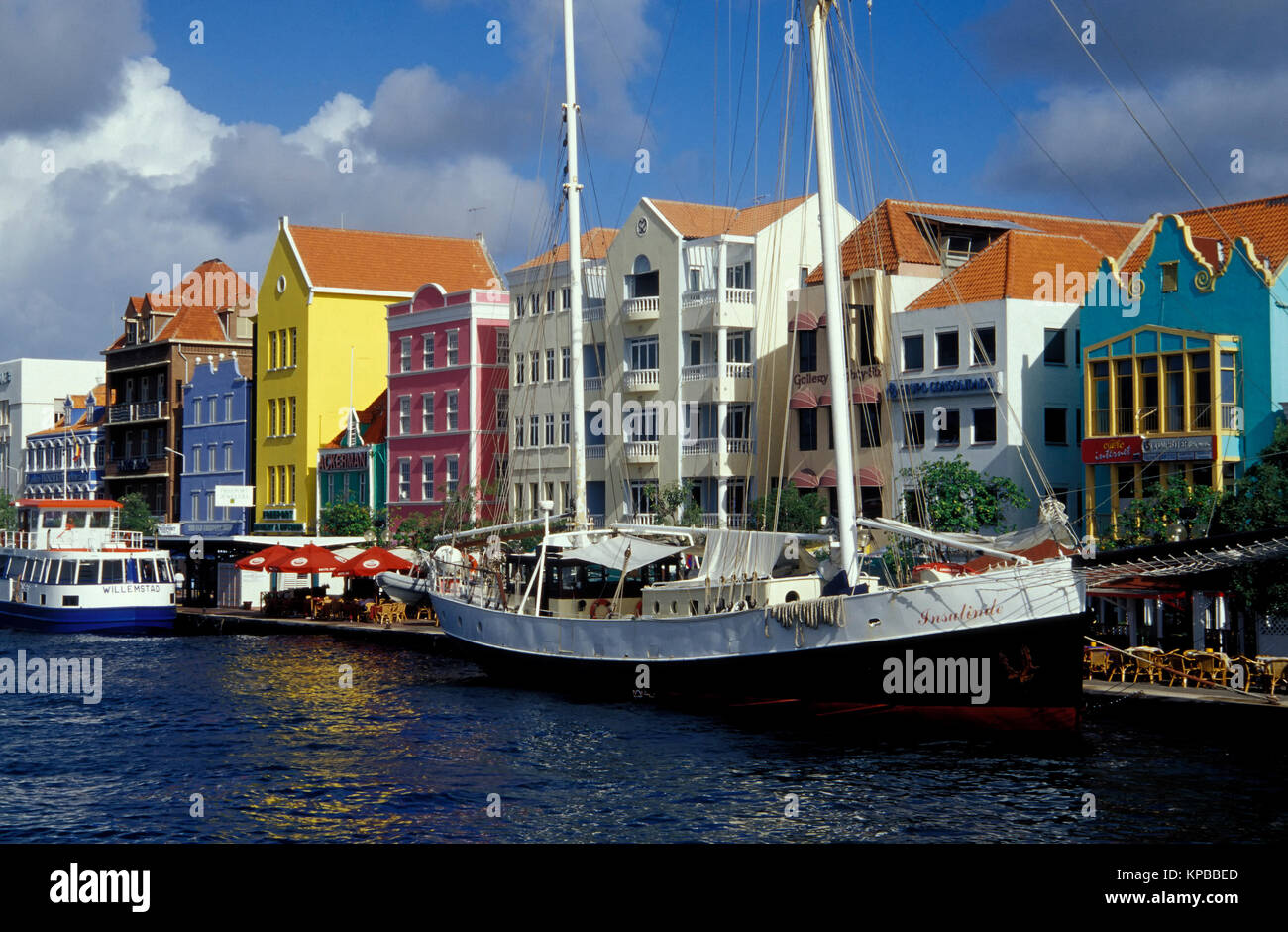 Willemstad, houses at Handelskade, Curacao, Netherlands Antilles Stock Photo