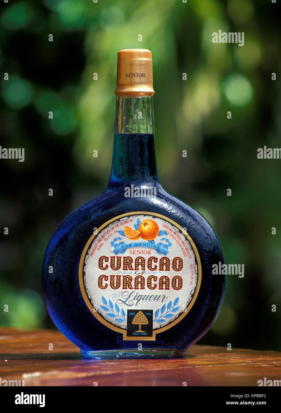 Blue Curacao Orange-Liqueur, Curacao, Netherlands Antilles Stock Photo