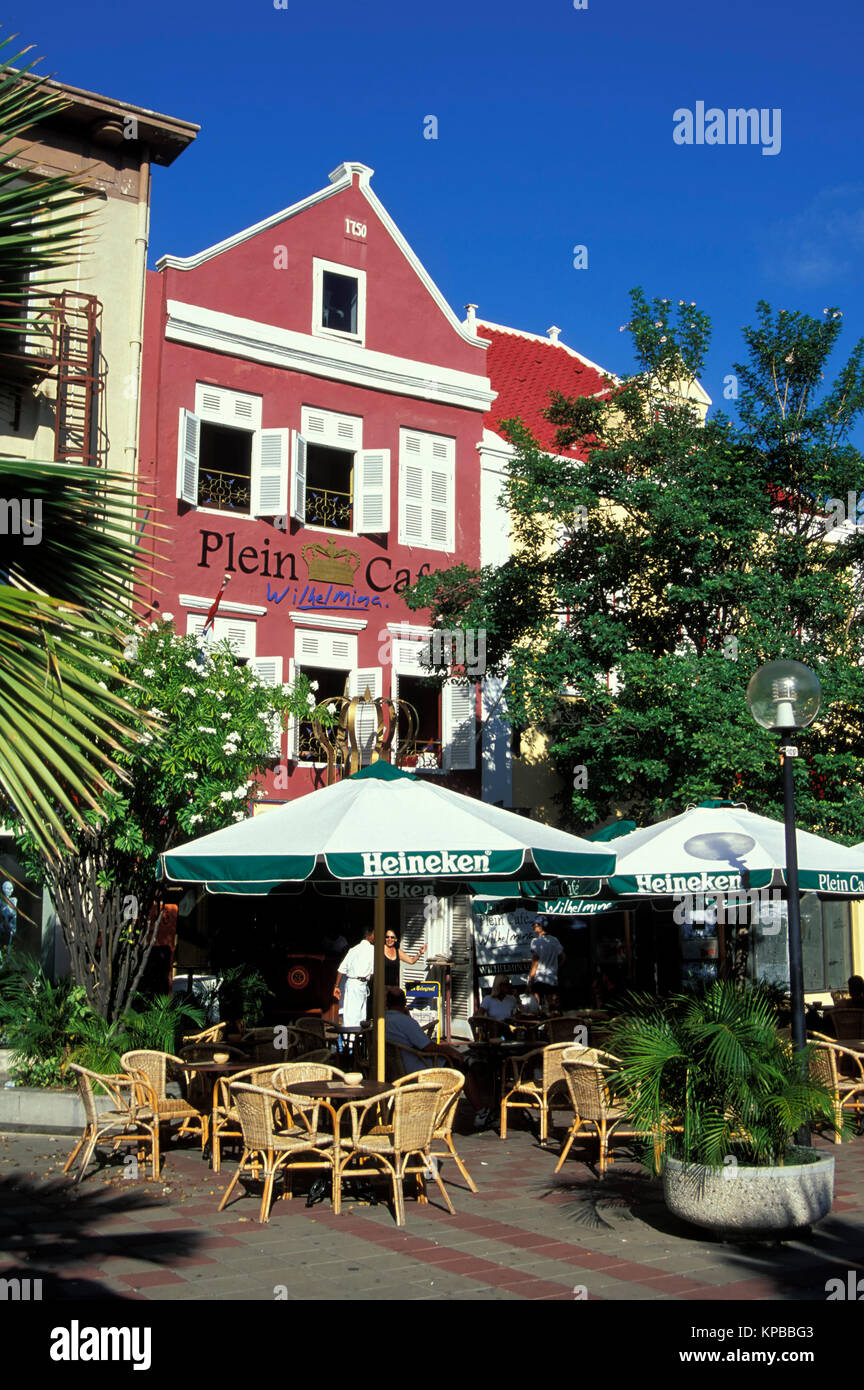 Willemstad, Wilhemina-square, Cafe, Curacao, Netherlands Antilles Stock Photo