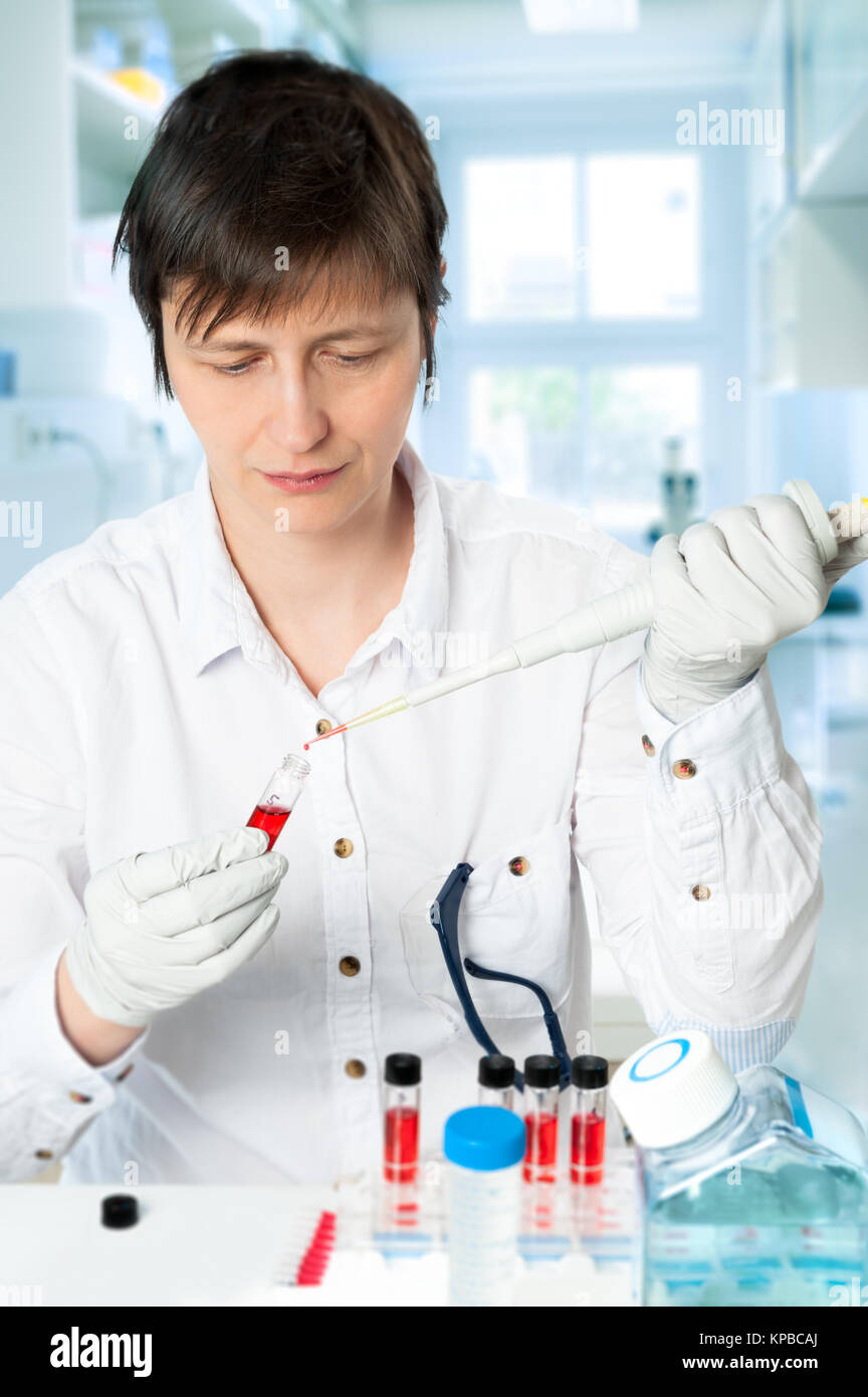 Scientist works with scientific or medical samples in the lab Stock