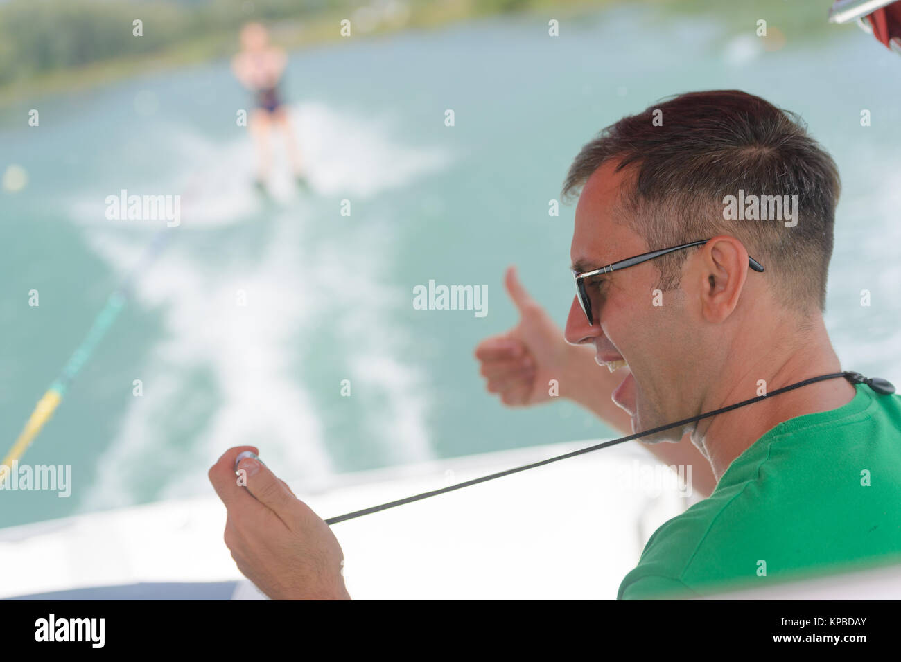 water ski coach Stock Photo