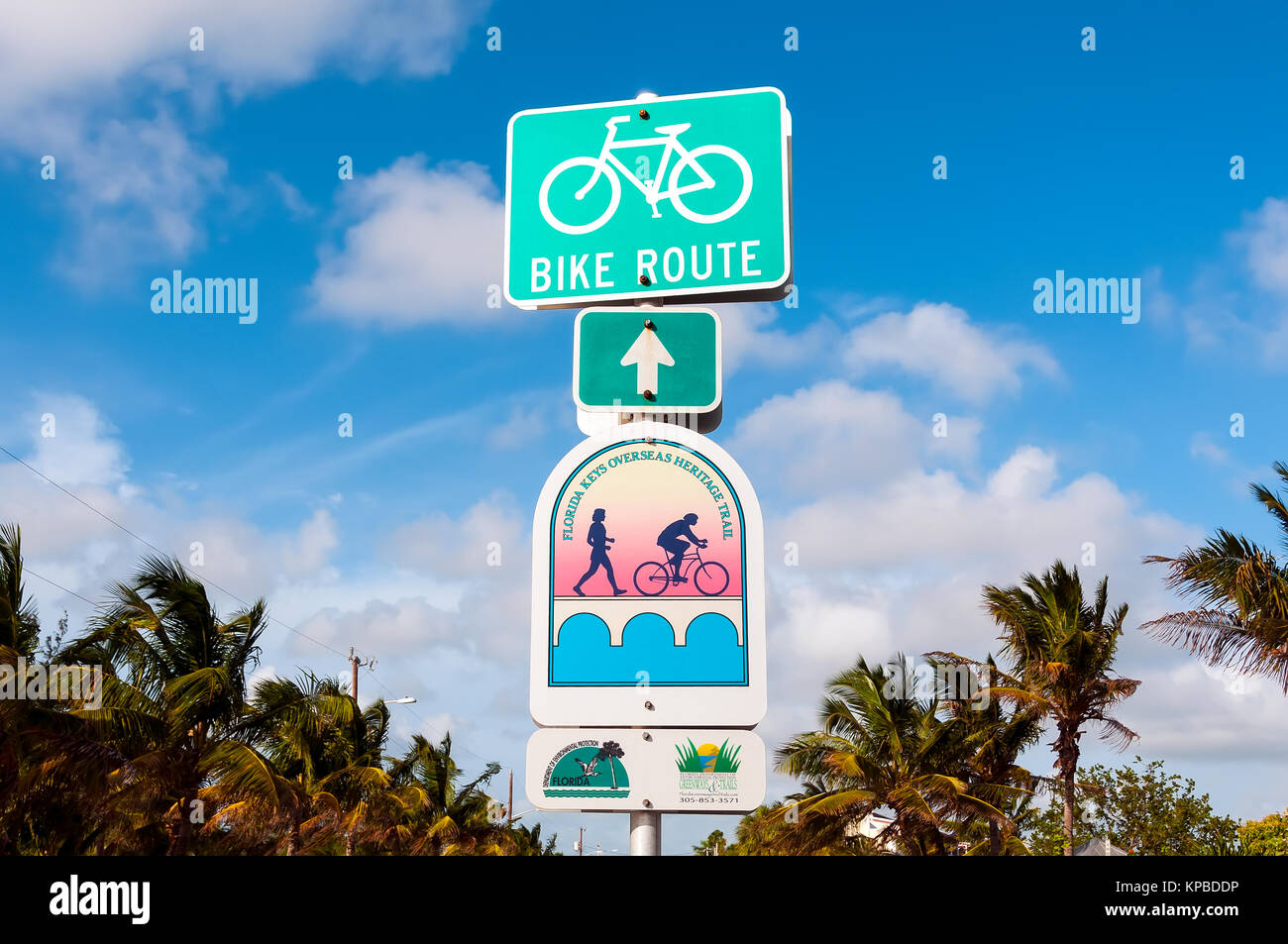 Florida Keys Overseas Heritage Trail bike route sign, Key West, Florida Stock Photo
