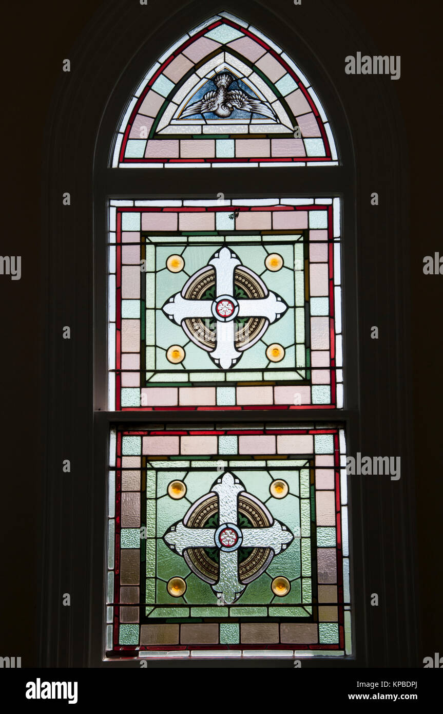 Leadlight windows in the 19th century Convent Gallery in the gold rush ...