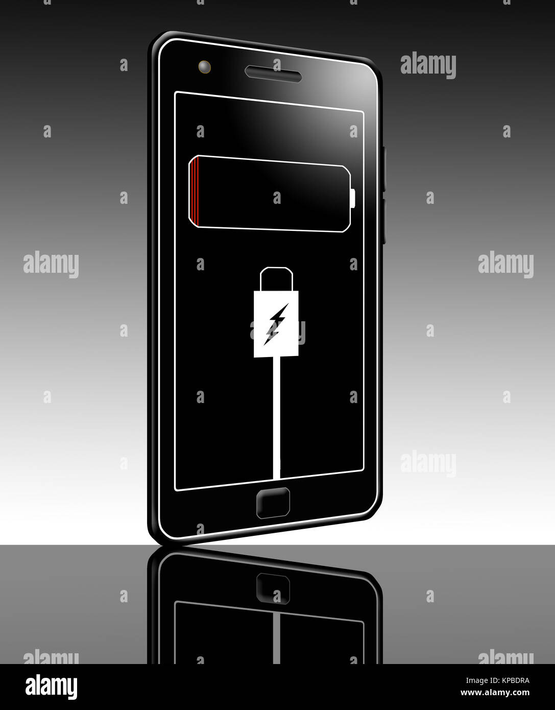 A cell phone with a dying battery is the subject of this illustration