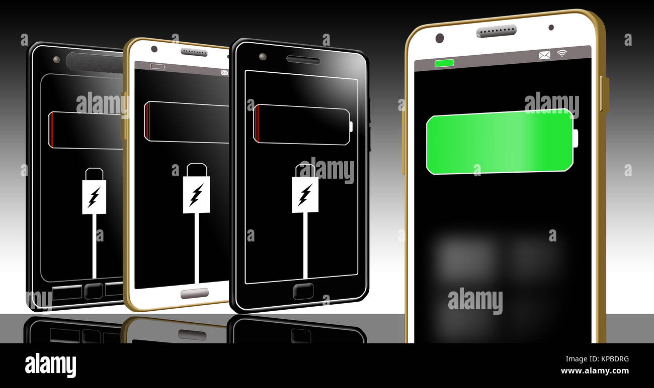 A cell phone with a dying battery is the subject of this illustration about mobile phone
