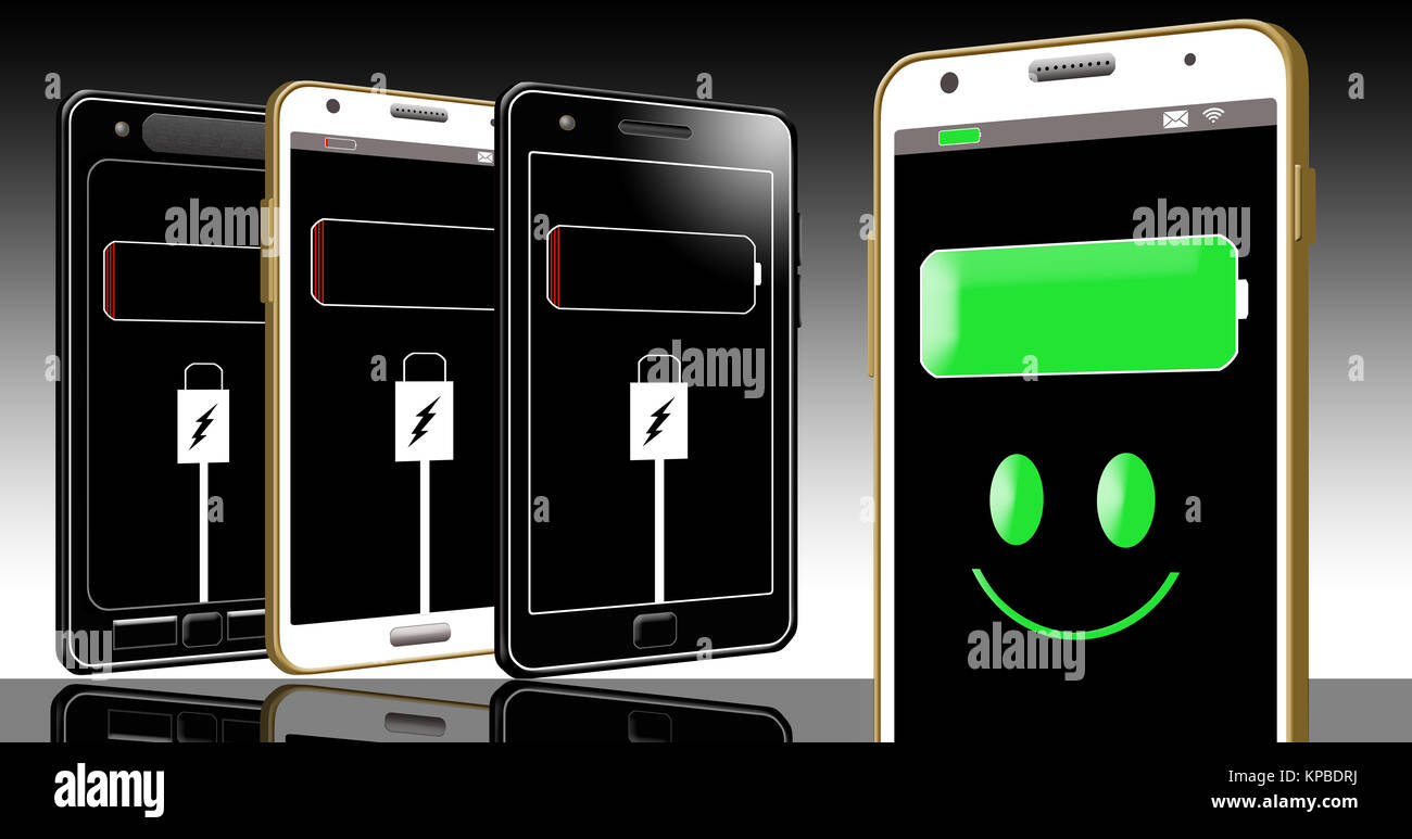 A cell phone with a dying battery is the subject of this illustration