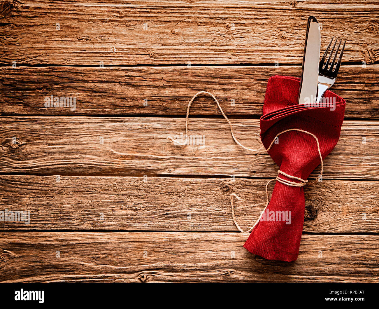 colorful rustic festive place setting with copyspace Stock Photo