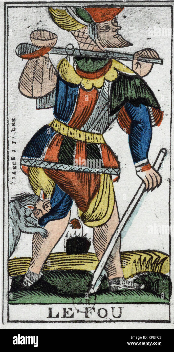 Tarot card of The Fool - Jergot Tarot, 17th century Stock Photo