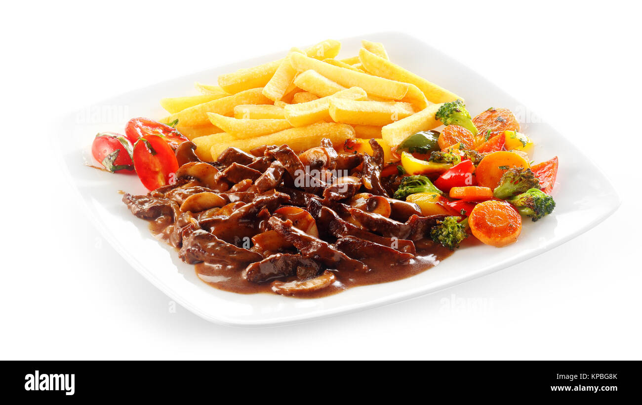 Menu Ragout Zurich ragout menu with copy space on white background Stock Photo - Alamy