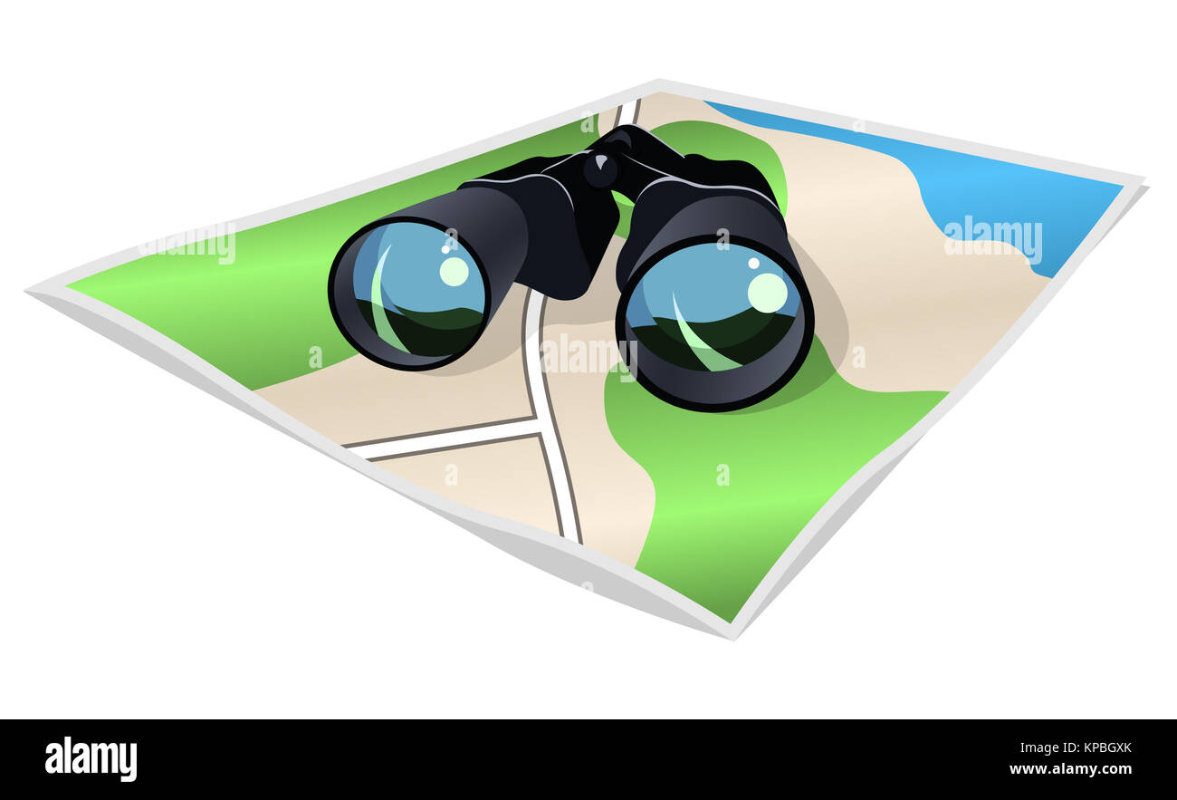 binoculars and map Stock Photo Alamy