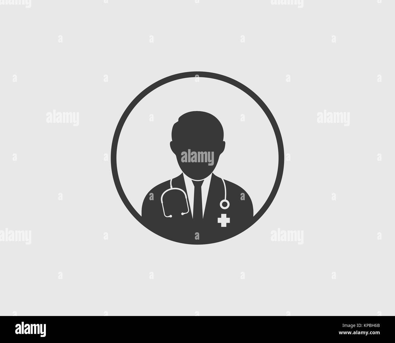 Doctor Icon on gray Background with round shape Stock Vector Image ...