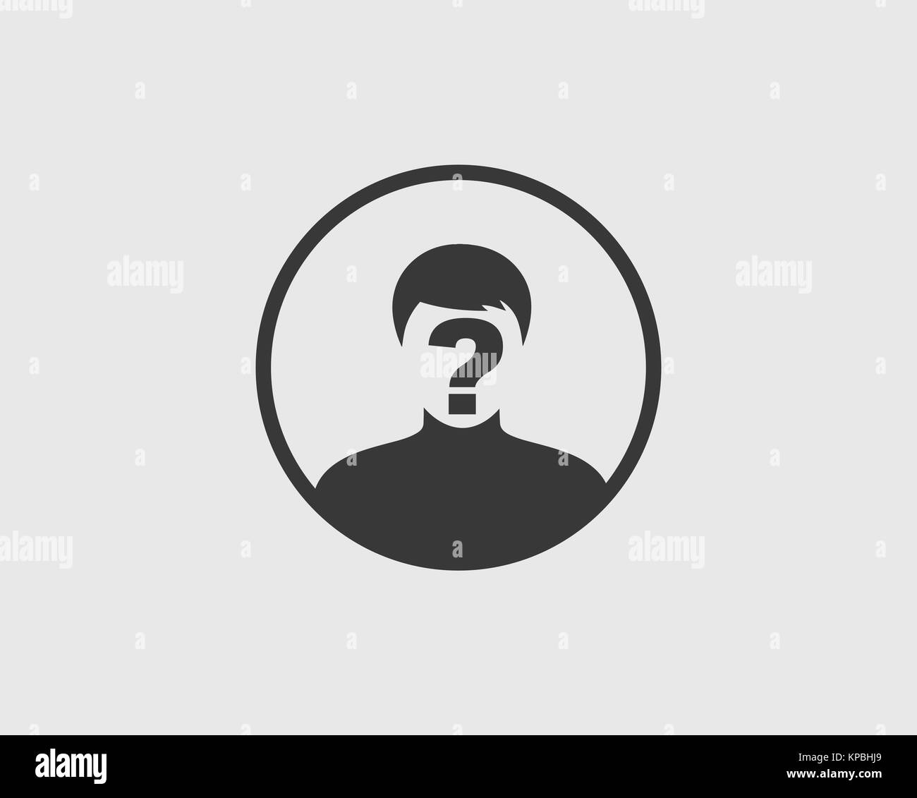 Identify Icon. Man with Question mark on his mouth. Stock Vector