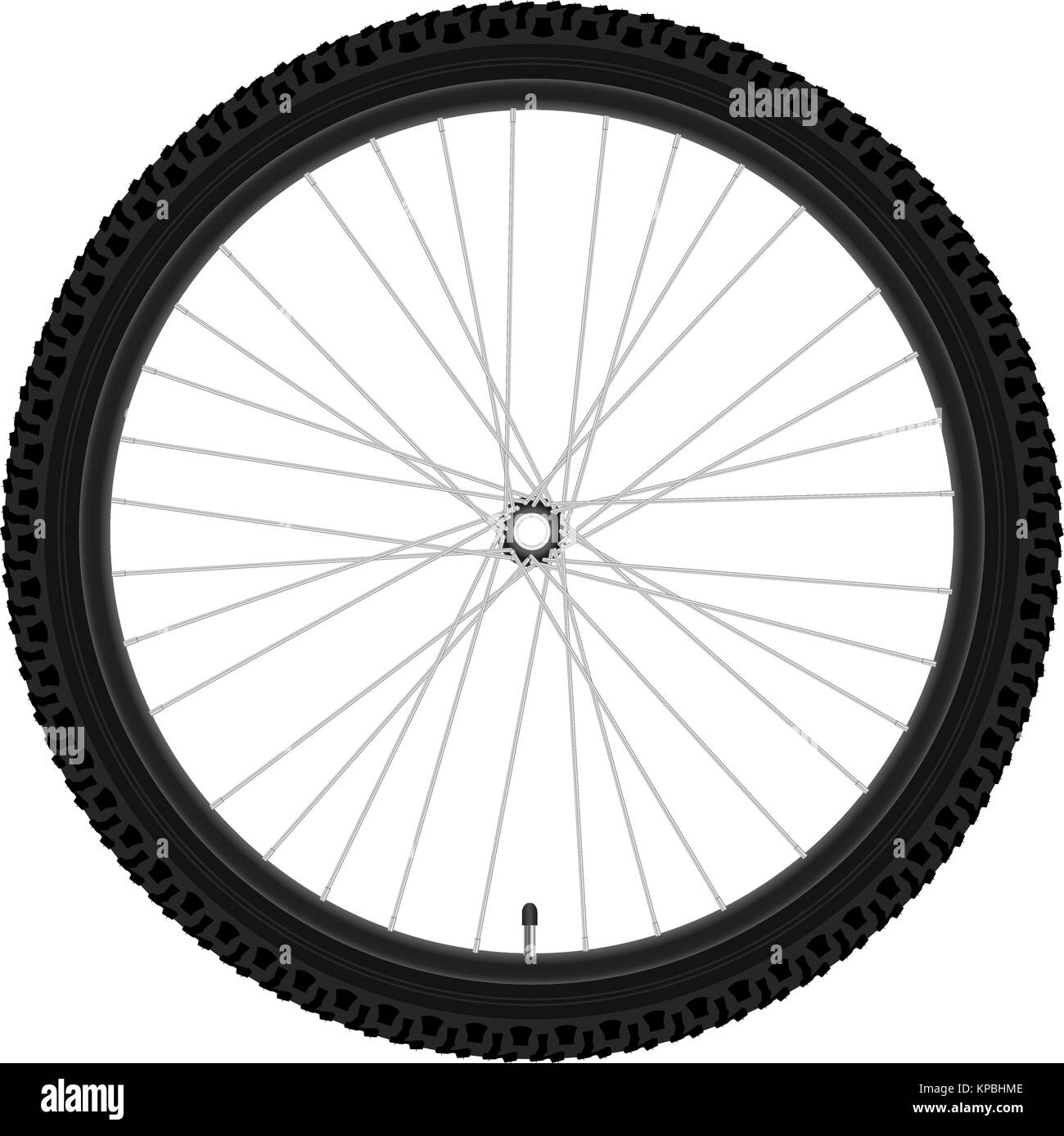 Vector Bicycle Wheel. Realistic Detailed Mountain Bike Wheel Stock Vector