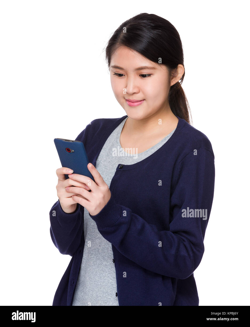 Asian Woman use of the mobile phone Stock Photo - Alamy