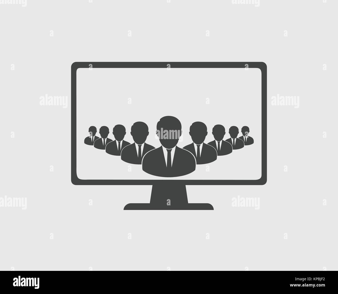 Disciplined Team icon on computer screen. Number of people behind the ...