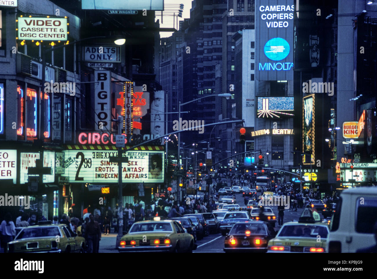 1987 Historical Times Square Midtown Manhattan New York City Usa Stock