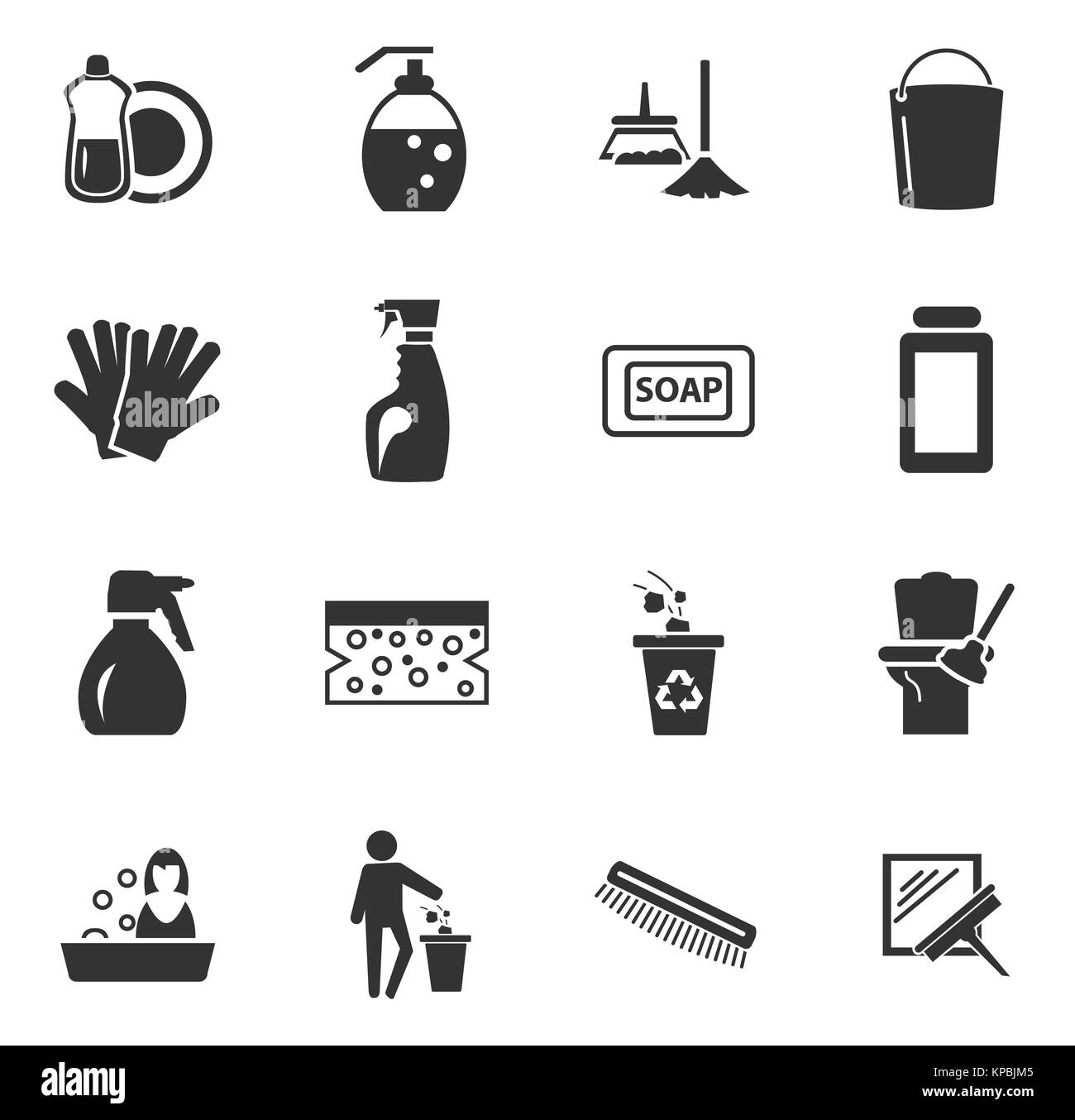 Cleaning company icons set Stock Photo Alamy