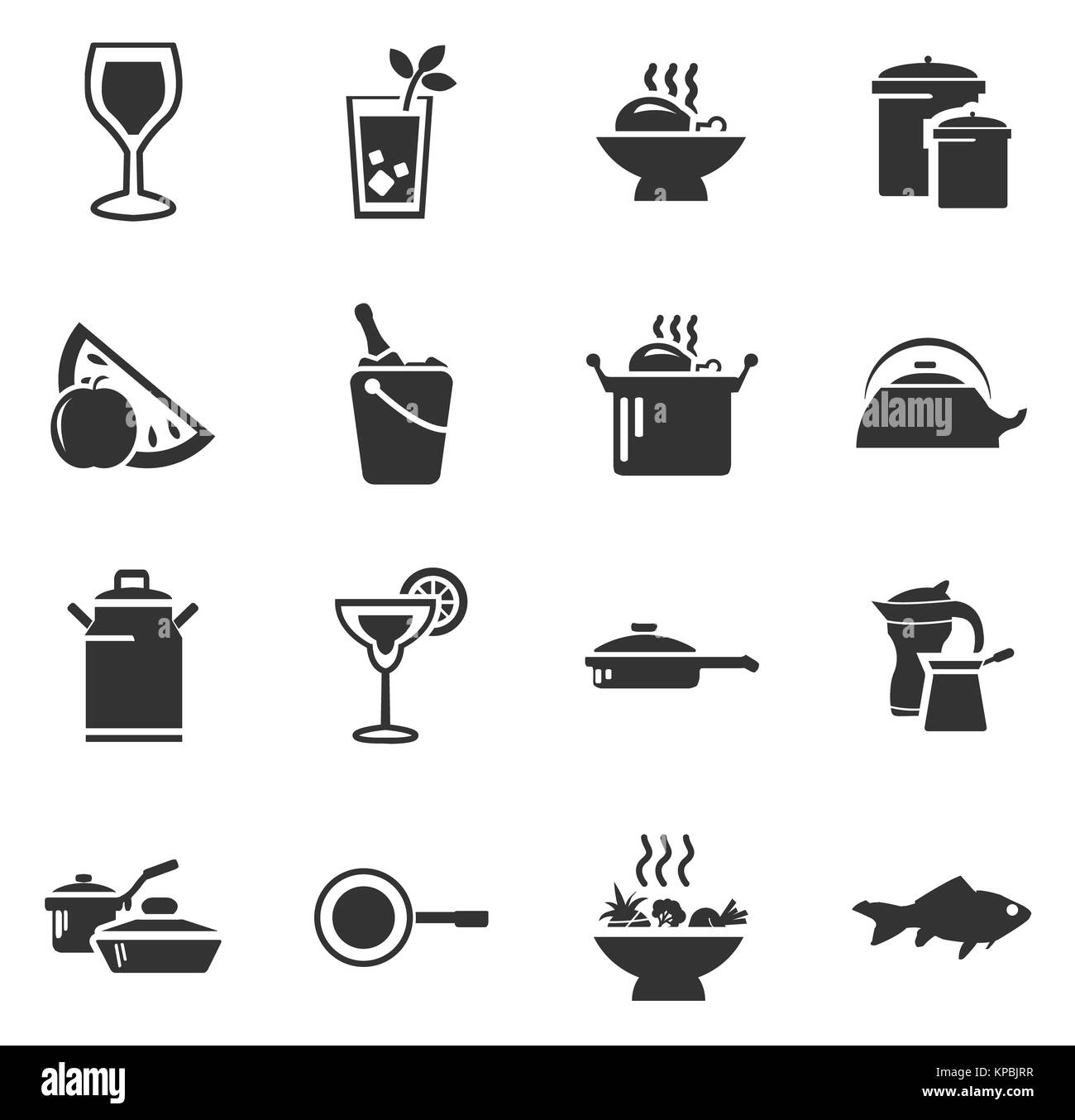 Food and kitchen icons set Stock Photo - Alamy