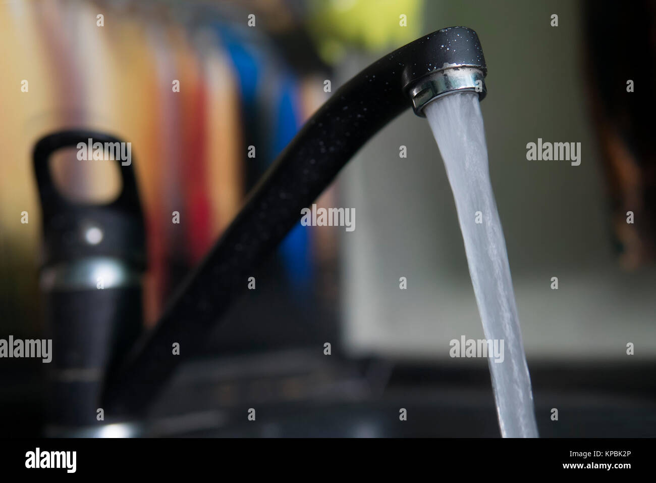 water leakage from the tap. Granite style. jet clean drinking water