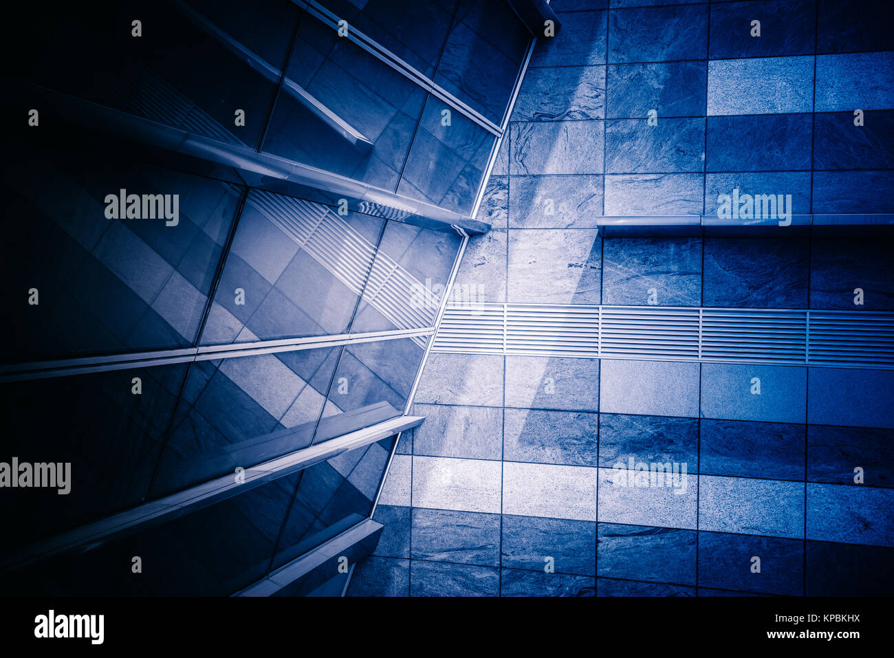 detail of glass architectures in blue tone. Stock Photo