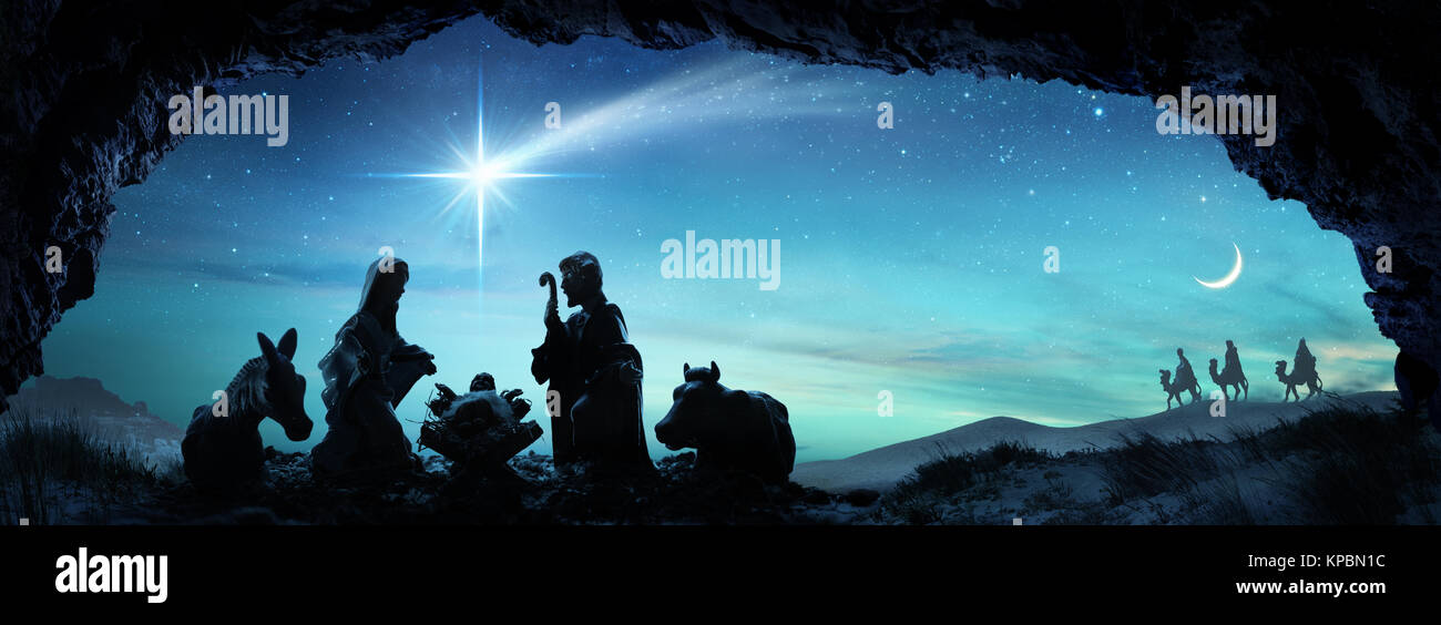 Nativity Of Jesus - Scene With The Holy Family Stock Photo - Alamy