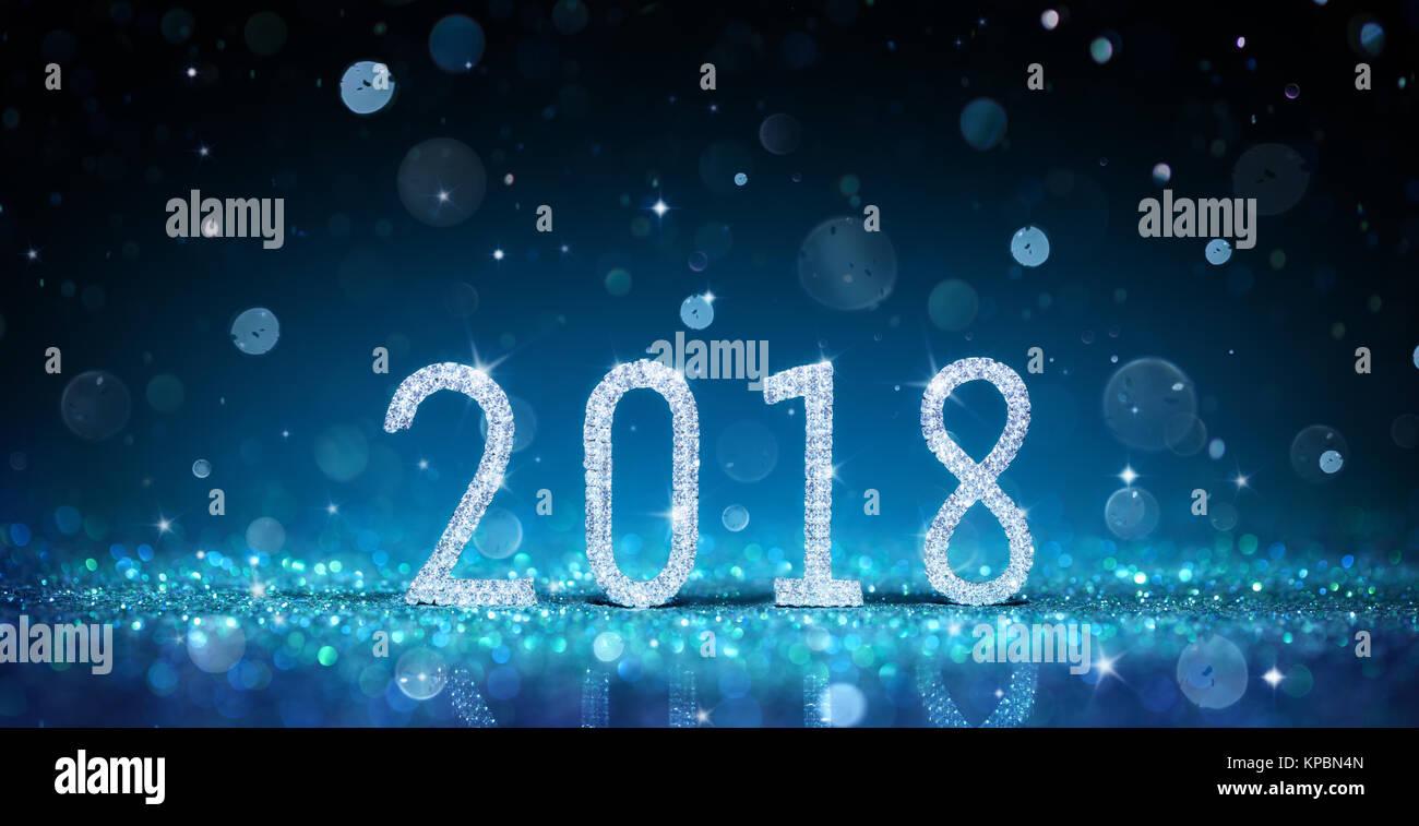 2018 - Happy New Year With Diamond Numbers Stock Photo