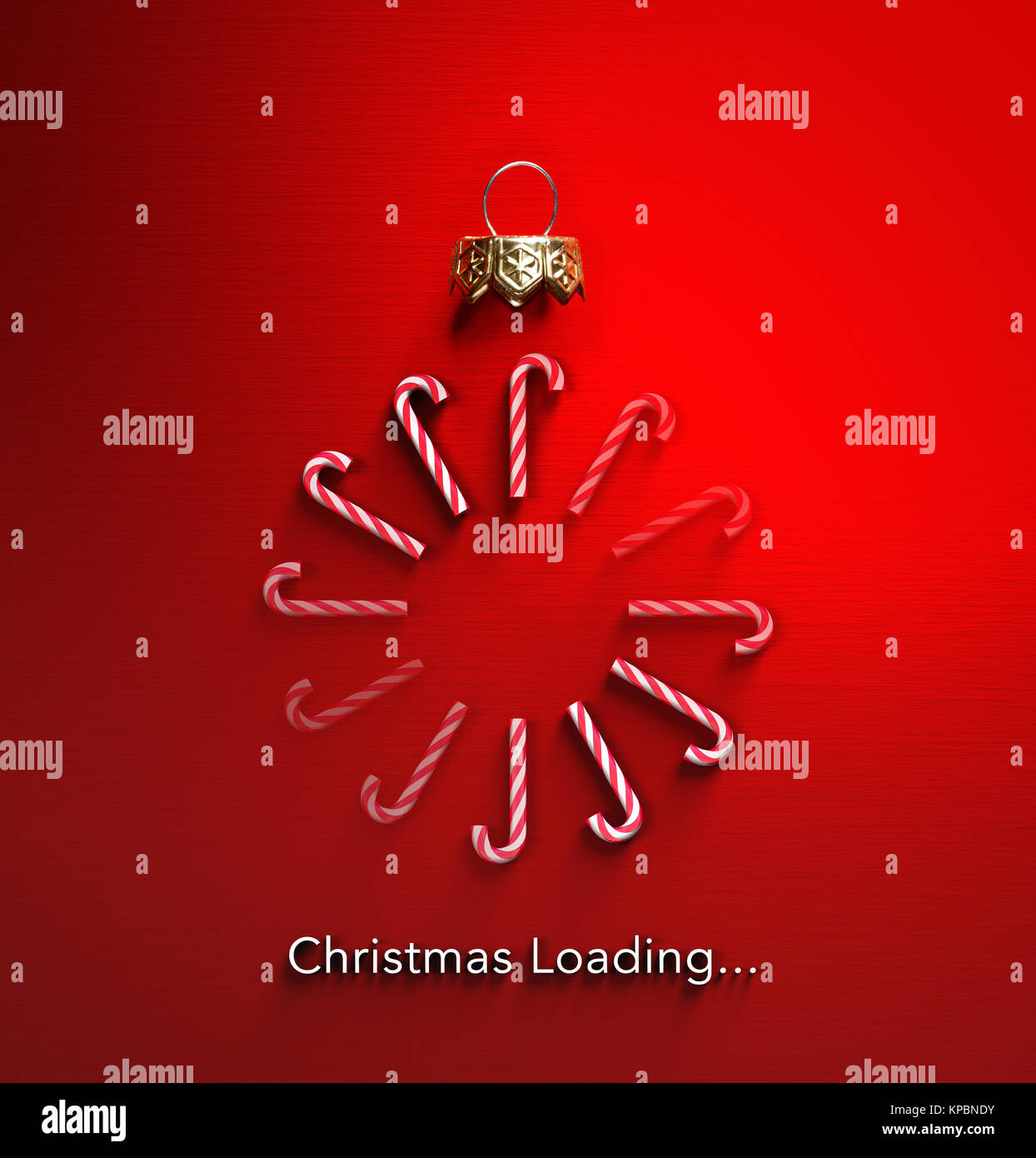 Christmas Loading - Candy Canes In Bauble Shape And Downloading Stock Photo