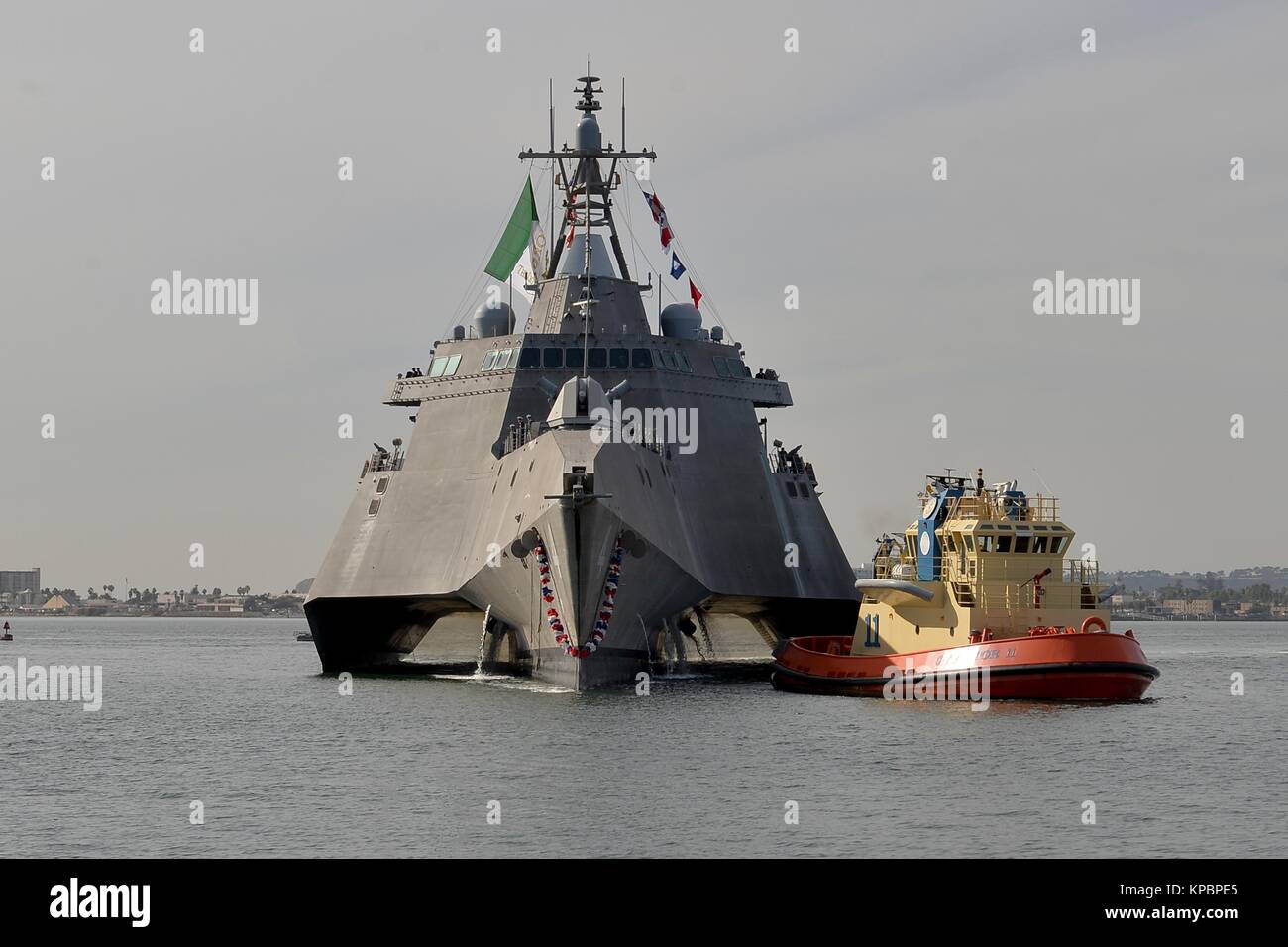 The U.S. Navy Independence-class littoral combat ship USS Coronado returns home to the Naval Base San Diego December 5, 2017 in San Diego, California. Stock Photo