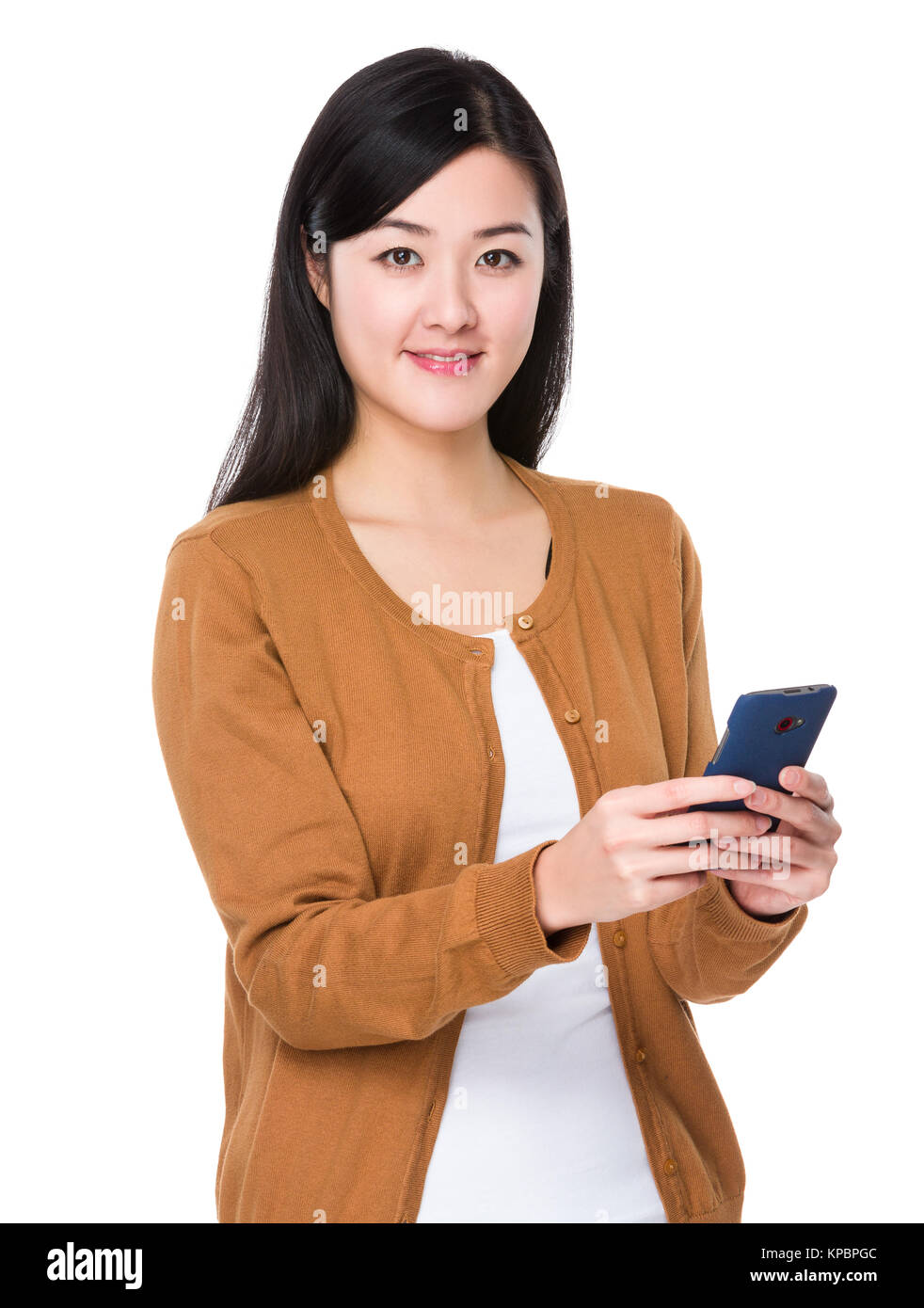 Asian Woman use of the mobile phone Stock Photo - Alamy