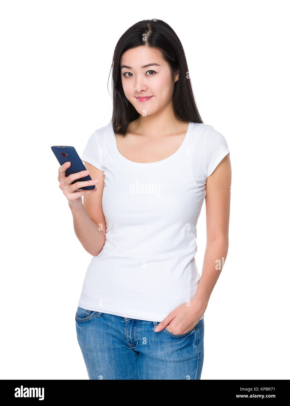 Asian woman use of smartphone Stock Photo - Alamy