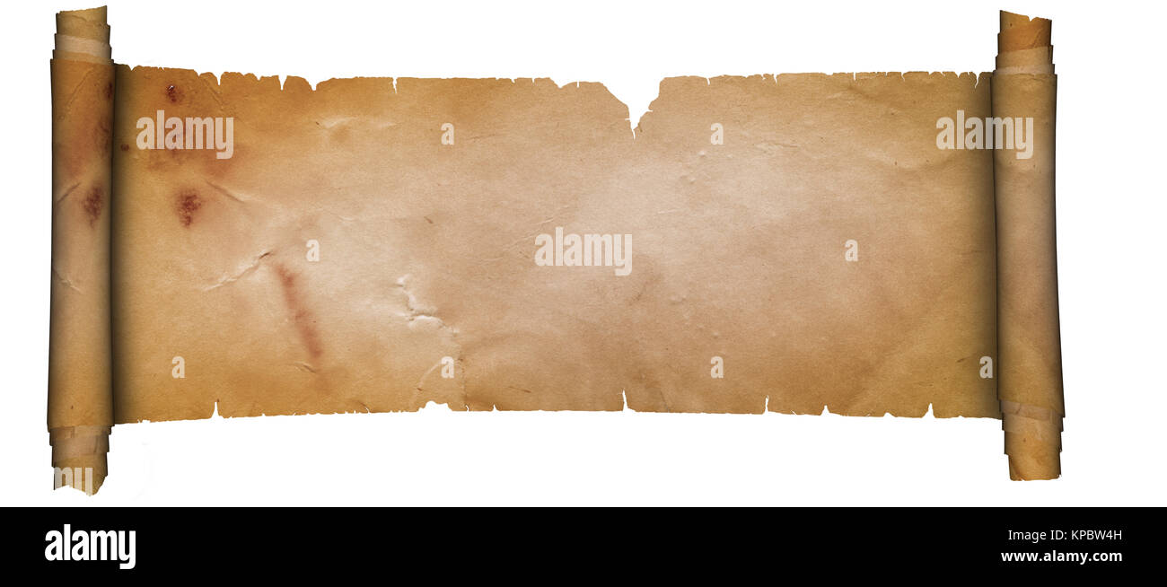 Medieval scroll of parchment on white background Stock Photo Alamy