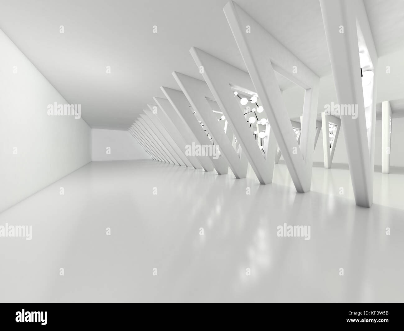 Abstract modern architecture background, empty open space interior. 3D ...