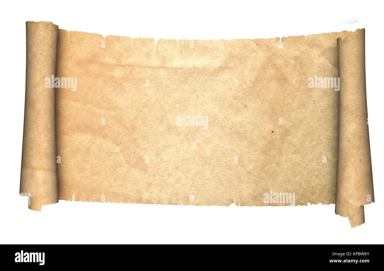 Old paper scroll isolated on white Stock Photo - Alamy