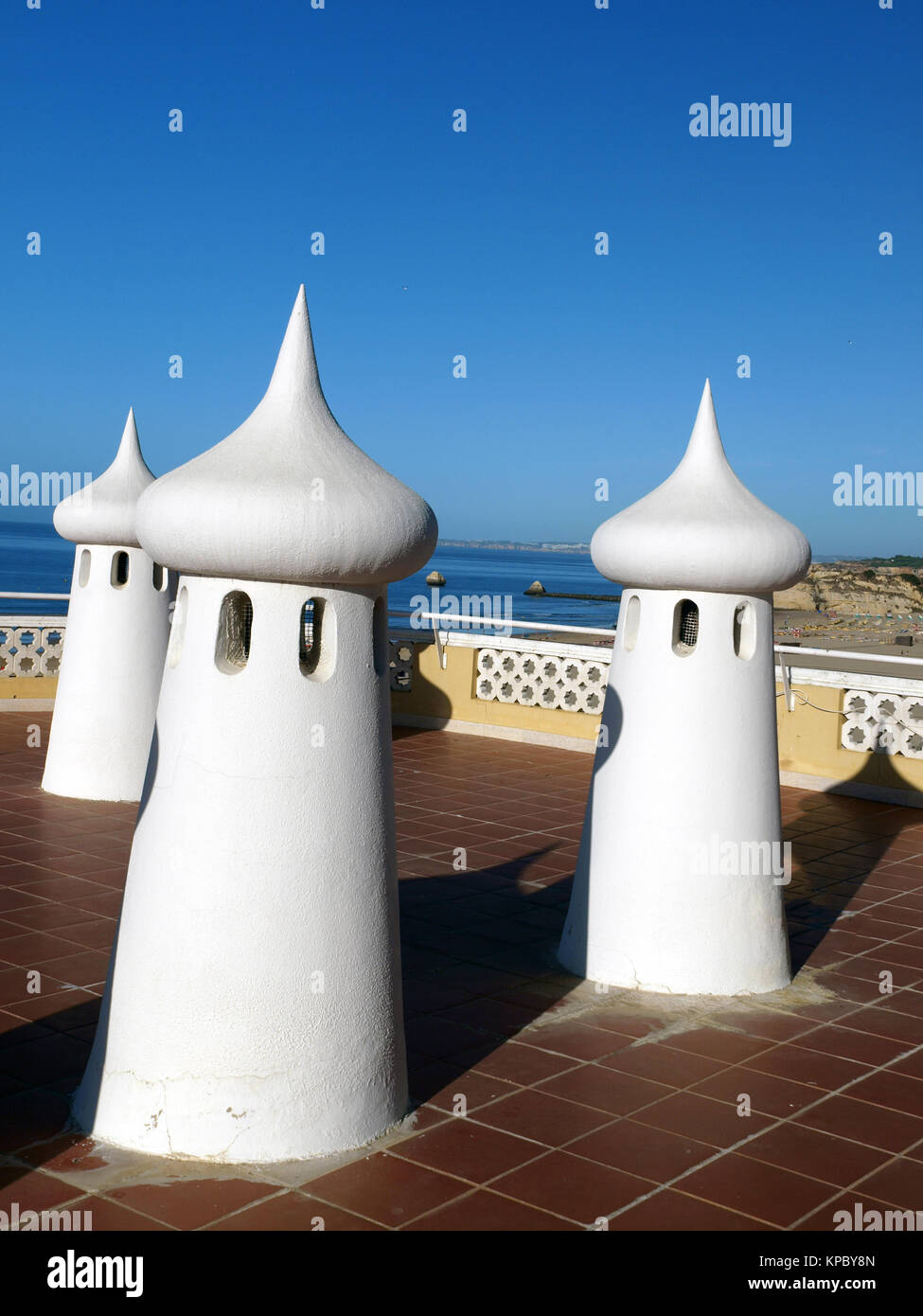 Fairy Chimneys on the terrace overlooking the sea Stock Photo