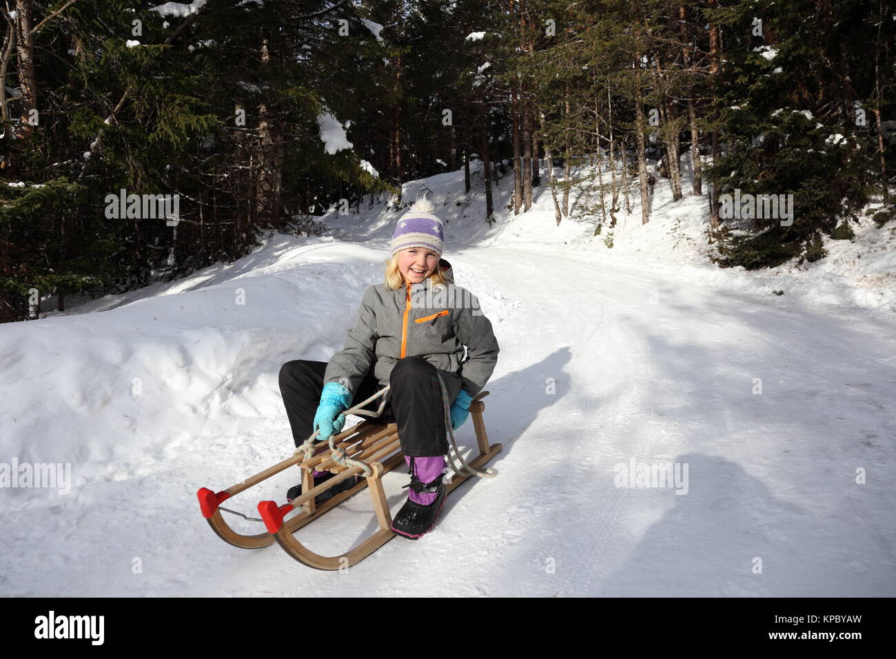 tobogganing in winter Stock Photo - Alamy