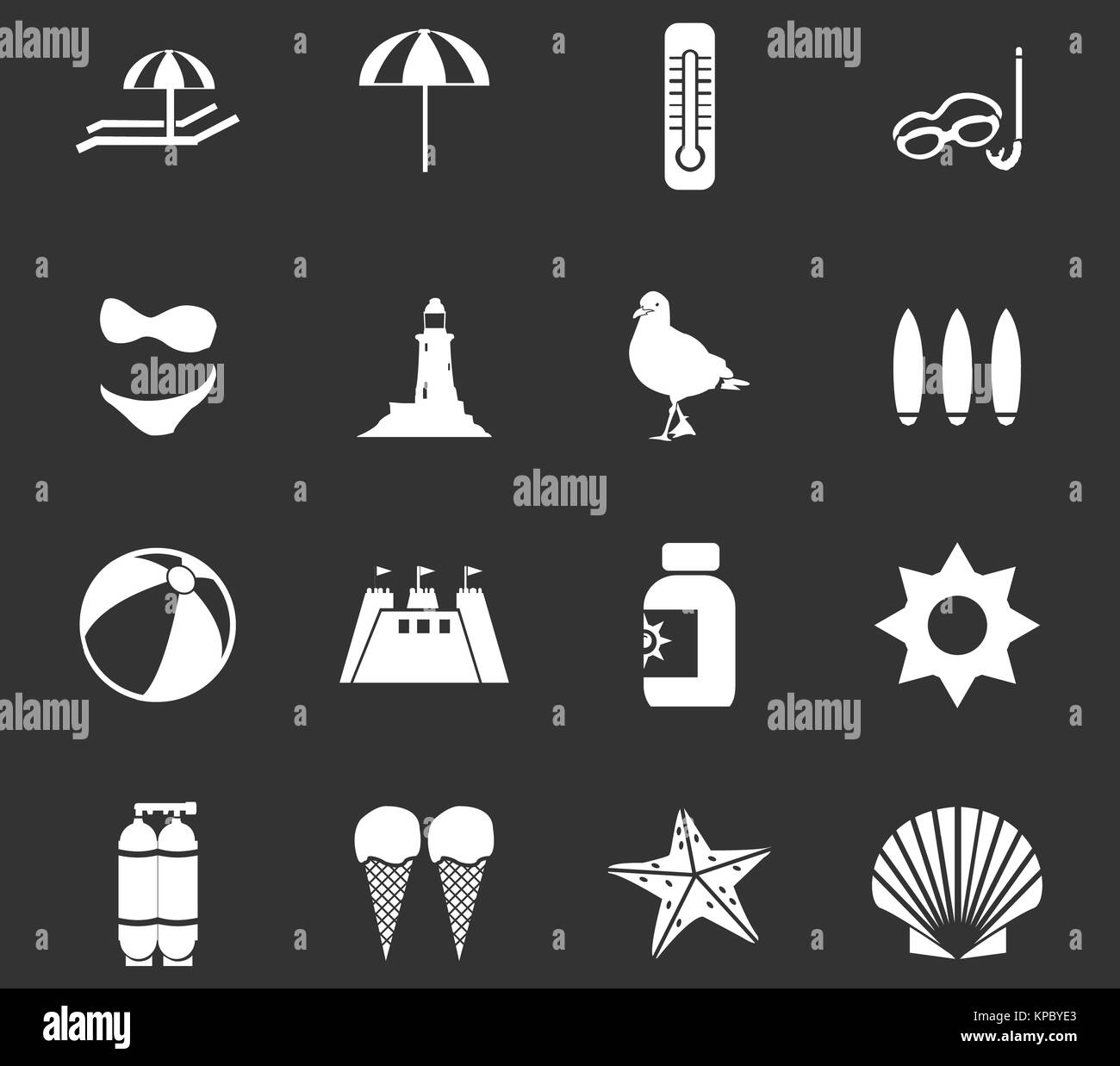 Beach icon set Stock Photo - Alamy