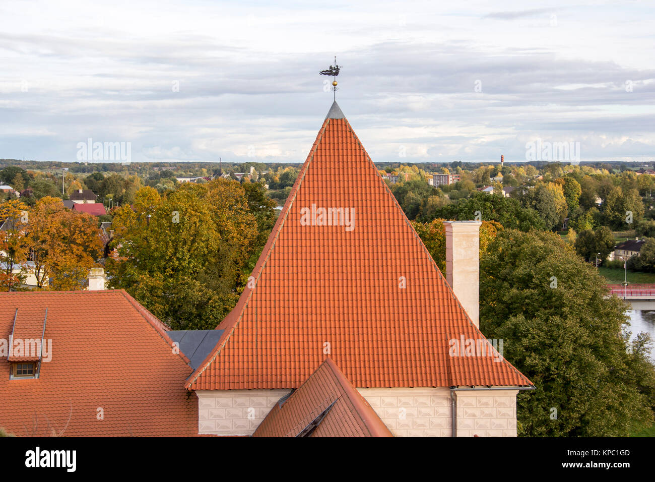 Livonia Order Castle was built in the middle of the 15th century. Bauska Latvia in autumn Stock Photo