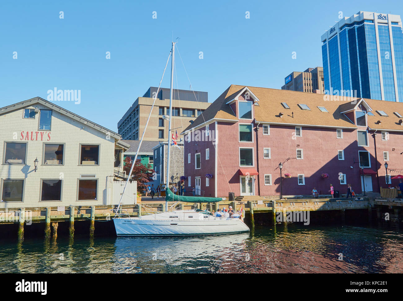 Halifax waterfront boardwalk, Halifax, Nova Scotia, Canada Stock Photo