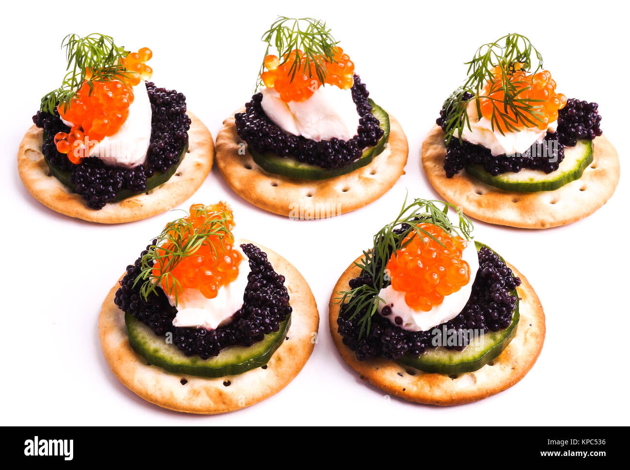 Caviar Appetizer served on crackers Stock Photo Alamy