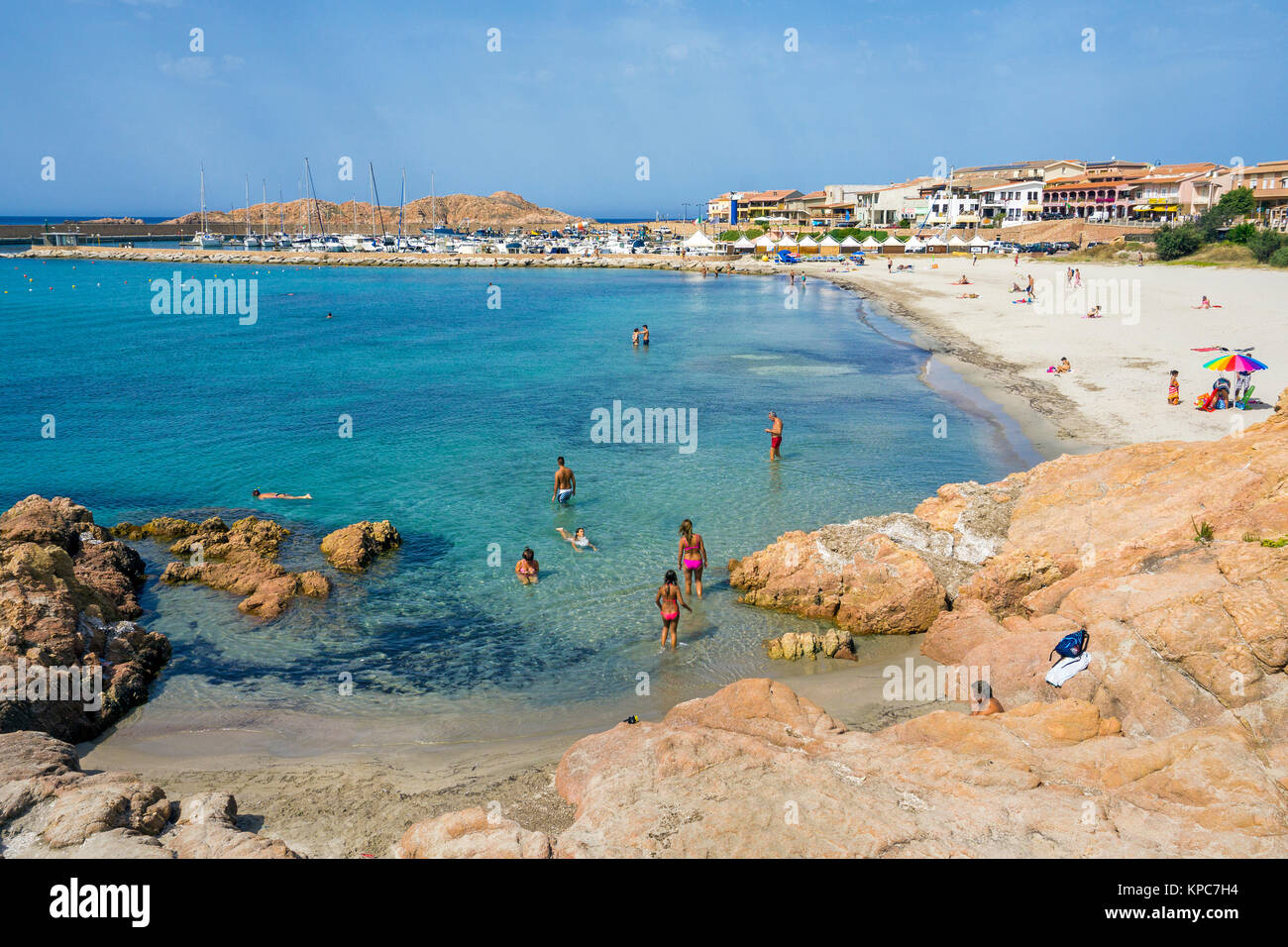 People at the beach Li Femini, Isola Rossa, Olbia-Tempio, Sardinia, Italy, Mediterranean  sea, Europe Stock Photo