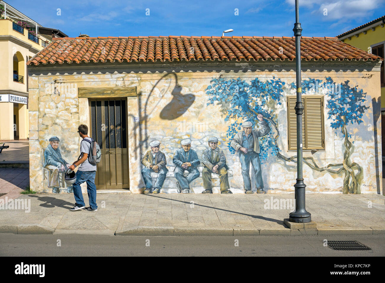 Murals, wall painting at Palau, Costa Smeralda, Sardinia, Italy, Mediterranean  sea, Europe Stock Photo