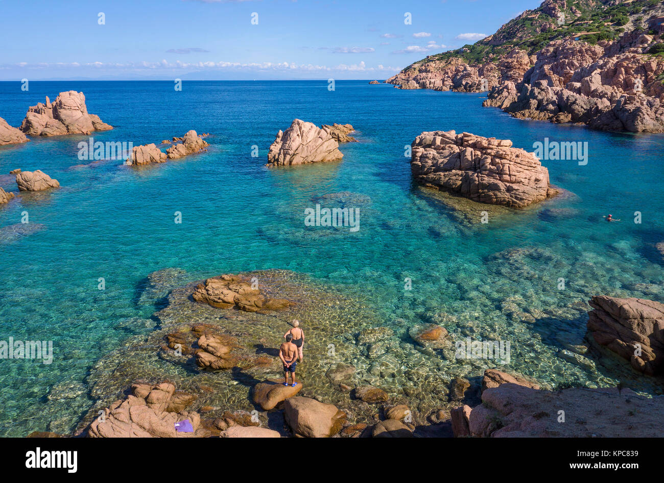 Bathing beach at porphyry rocks, coast landscape at Costa Paradiso, Sardinia, Italy, Mediterranean  sea, Europe Stock Photo