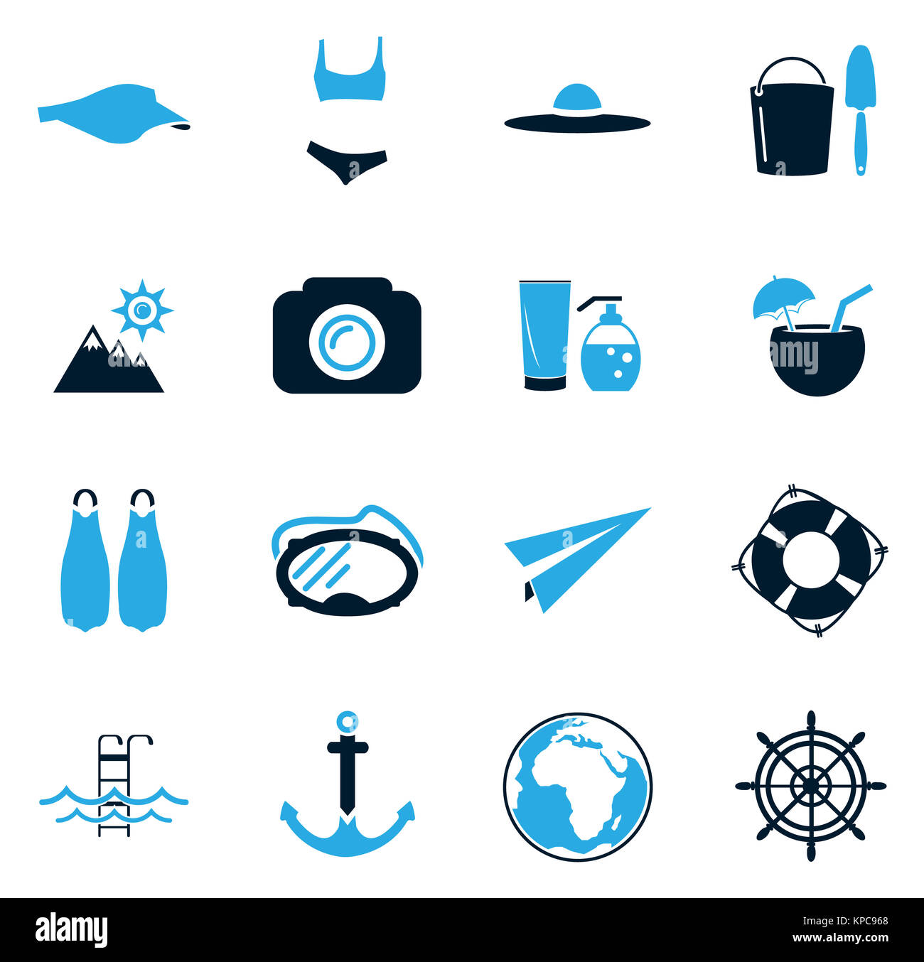 Beach icon set Stock Photo - Alamy