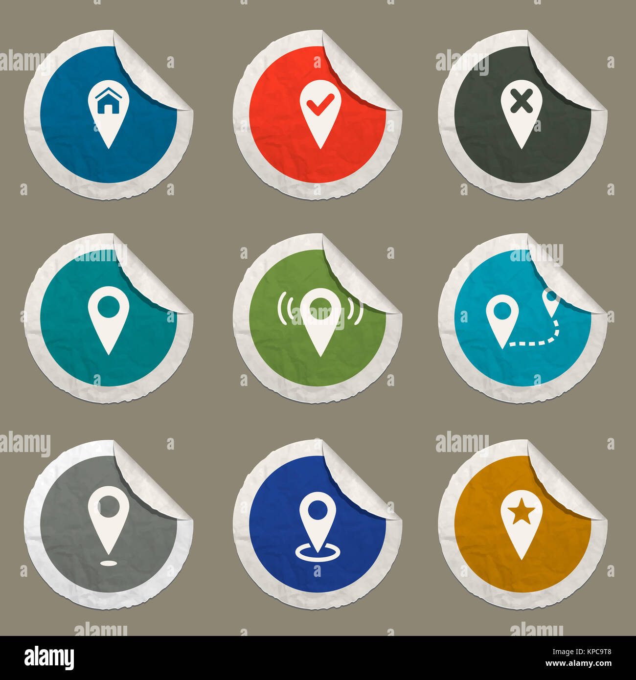 Pointer and maps icons set Stock Photo - Alamy